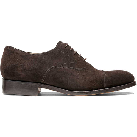 BARKER Malvern Shoes - Mens Toe Cap Oxford - Ebano Suede