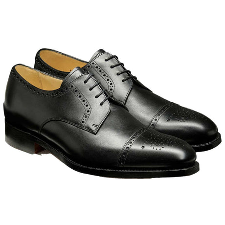BARKER Mowbray Shoes – Mens Semi-Brogue Oxford – Black Calf