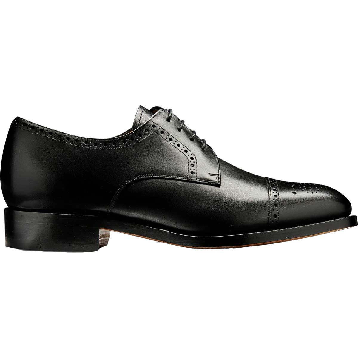 BARKER Mowbray Shoes – Mens Semi-Brogue Oxford – Black Calf
