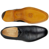 BARKER Mowbray Shoes – Mens Semi-Brogue Oxford – Black Calf