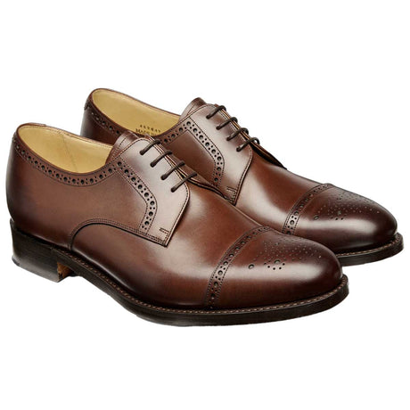BARKER Mowbray Shoes – Mens Semi-Brogue Oxford – Ebony Calf