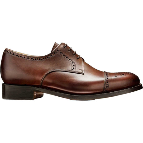 BARKER Mowbray Shoes – Mens Semi-Brogue Oxford – Ebony Calf