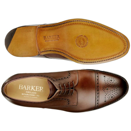 BARKER Mowbray Shoes – Mens Semi-Brogue Oxford – Ebony Calf