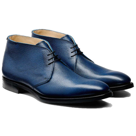 BARKER Orkney Boots - Mens Chukka Boots Dainite Sole - Navy Grain