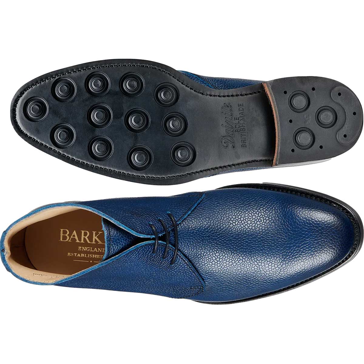 BARKER Orkney Boots - Mens Chukka Boots Dainite Sole - Navy Grain