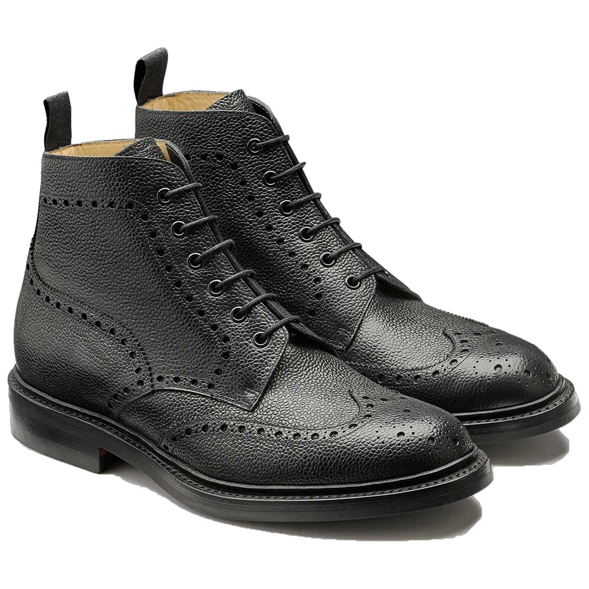 BARKER Pennine Boots - Mens Derby Brogue - Black Grain