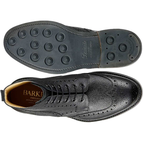 BARKER Pennine Boots - Mens Derby Brogue - Black Grain