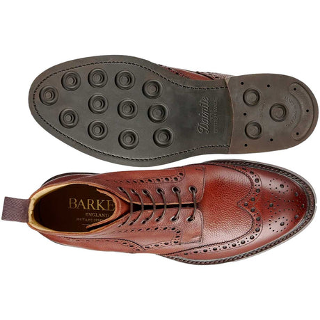BARKER Pennine Boots - Mens Derby Brogue - Cherry Grain