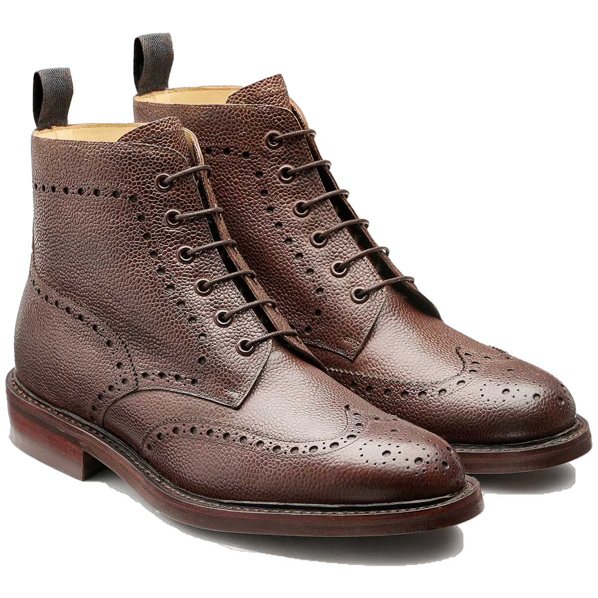 BARKER Pennine Boots - Mens Derby Brogue - Chocolate Grain