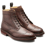 BARKER Pennine Boots - Mens Derby Brogue - Chocolate Grain