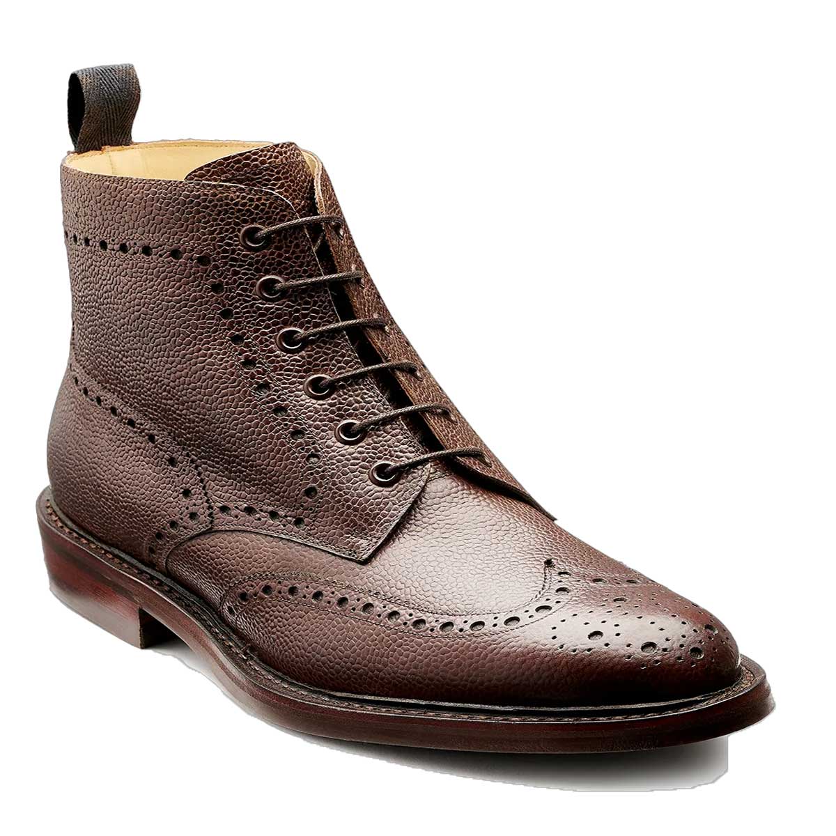 BARKER Pennine Boots - Mens Derby Brogue - Chocolate Grain