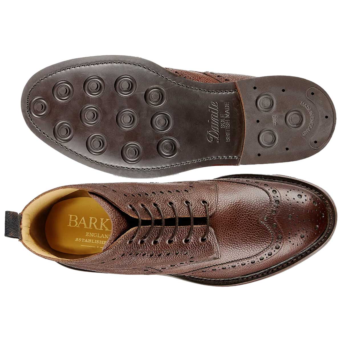 BARKER Pennine Boots - Mens Derby Brogue - Chocolate Grain