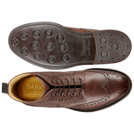 BARKER Pennine Boots - Mens Derby Brogue - Chocolate Grain