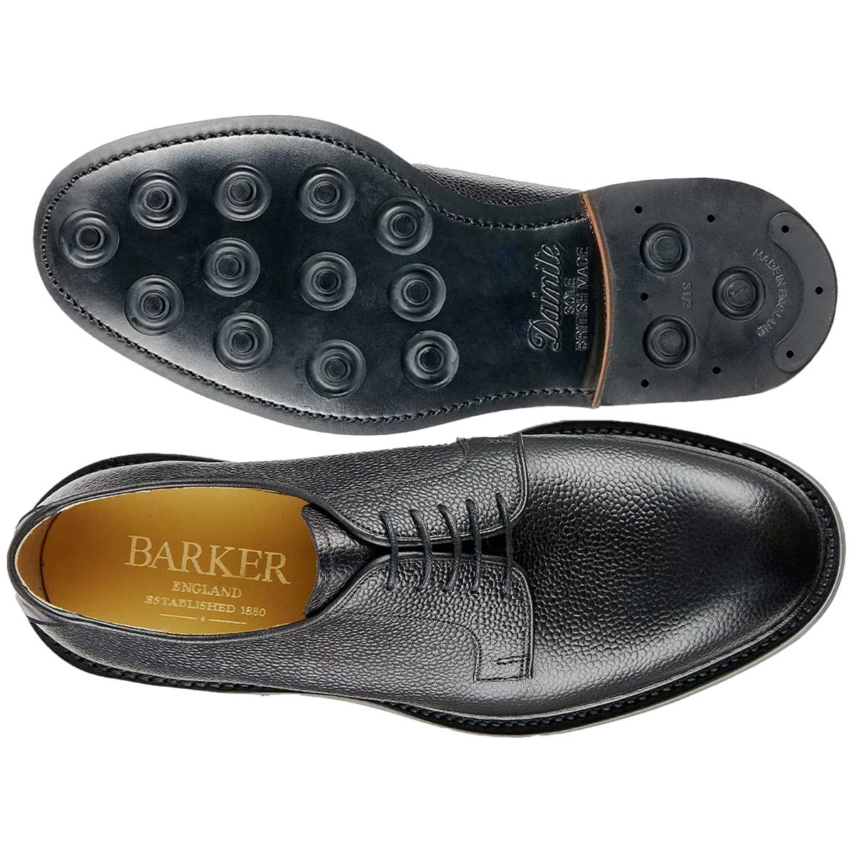 BARKER Penrith Shoes - Mens Derby - Black Grain