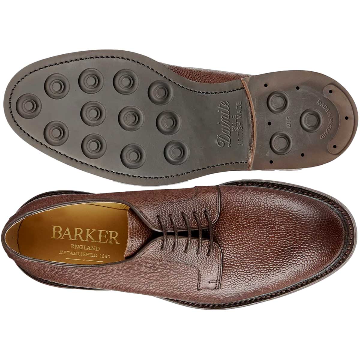 BARKER Penrith Shoes - Mens Derby - Chocolate Grain