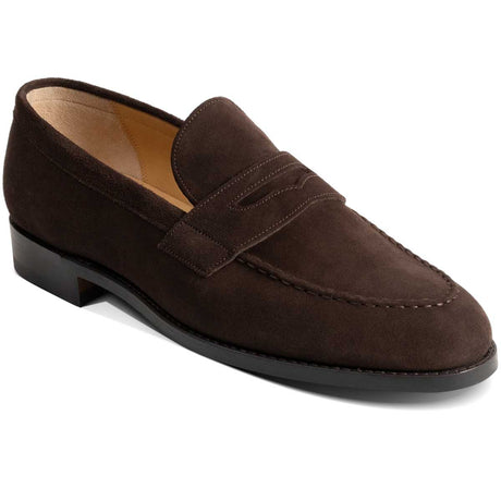 BARKER Shoes Braunton - Classic Leather Loafers - Dark Brown Suede