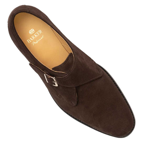 BARKER Shoes Brayton - Leather Monk Strap - Dark Brown Suede