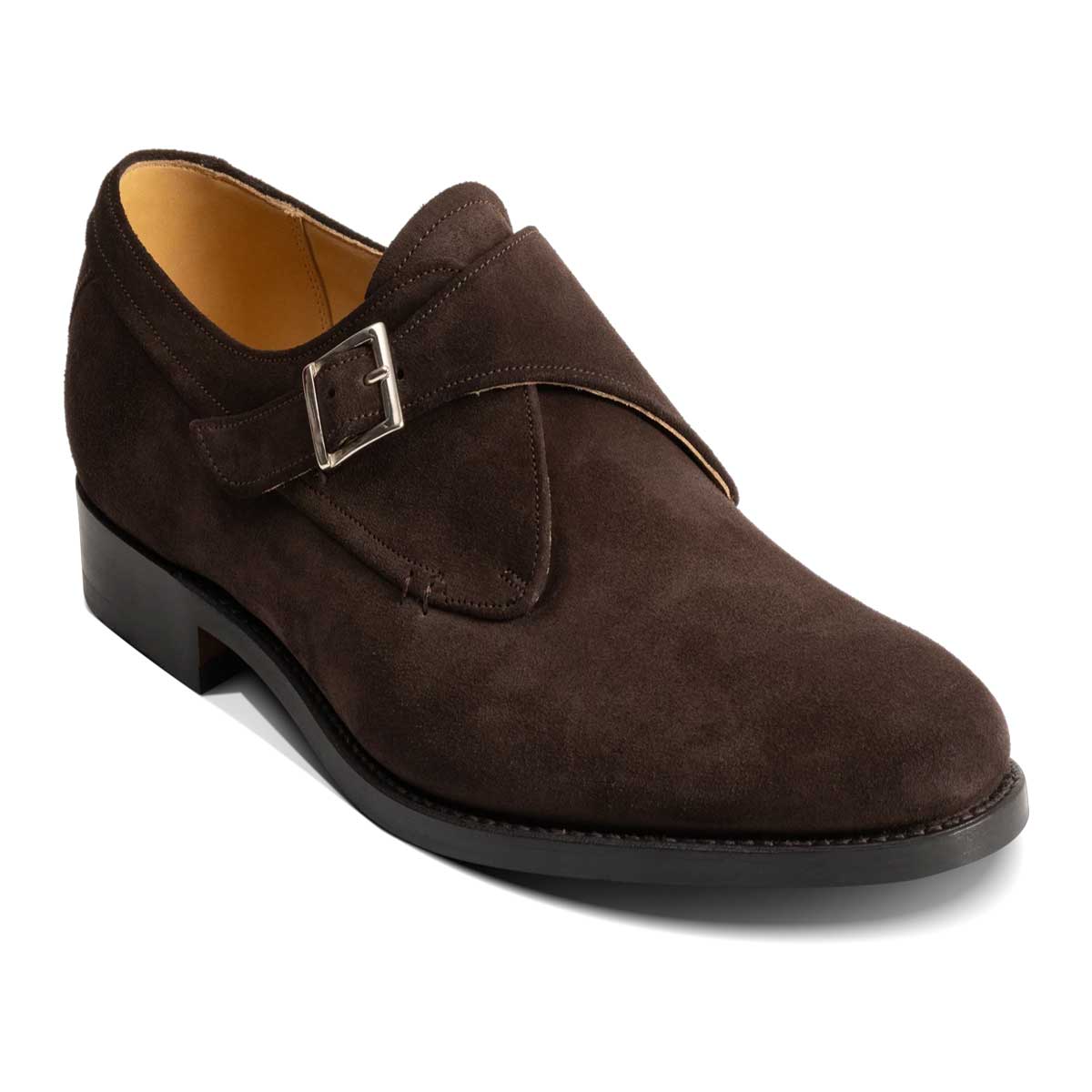 BARKER Shoes Brayton - Leather Monk Strap - Dark Brown Suede