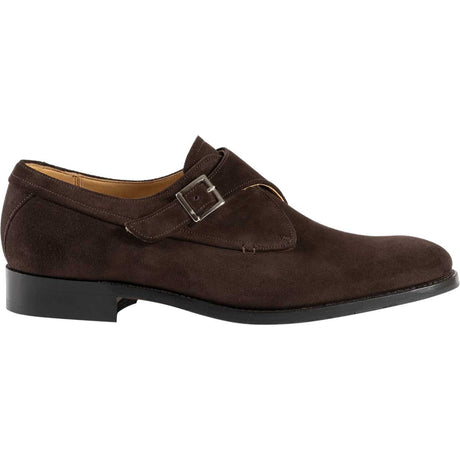 BARKER Shoes Brayton - Leather Monk Strap - Dark Brown Suede