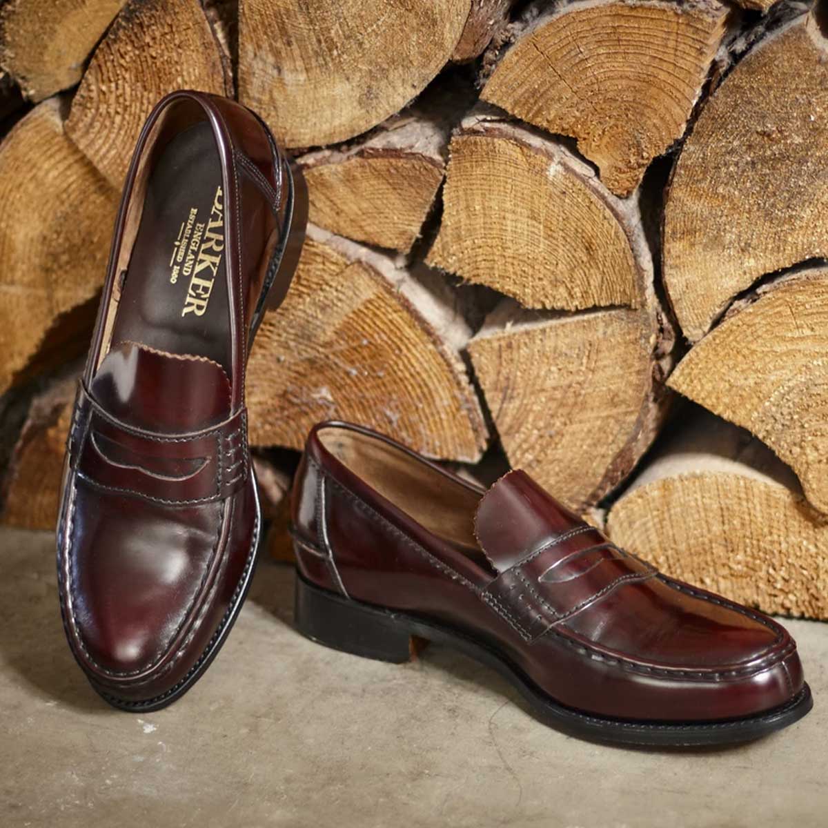 40% OFF BARKER Caruso Shoes - Mens Loafers - Burgundy Hi-Shine - Size: UK 8
