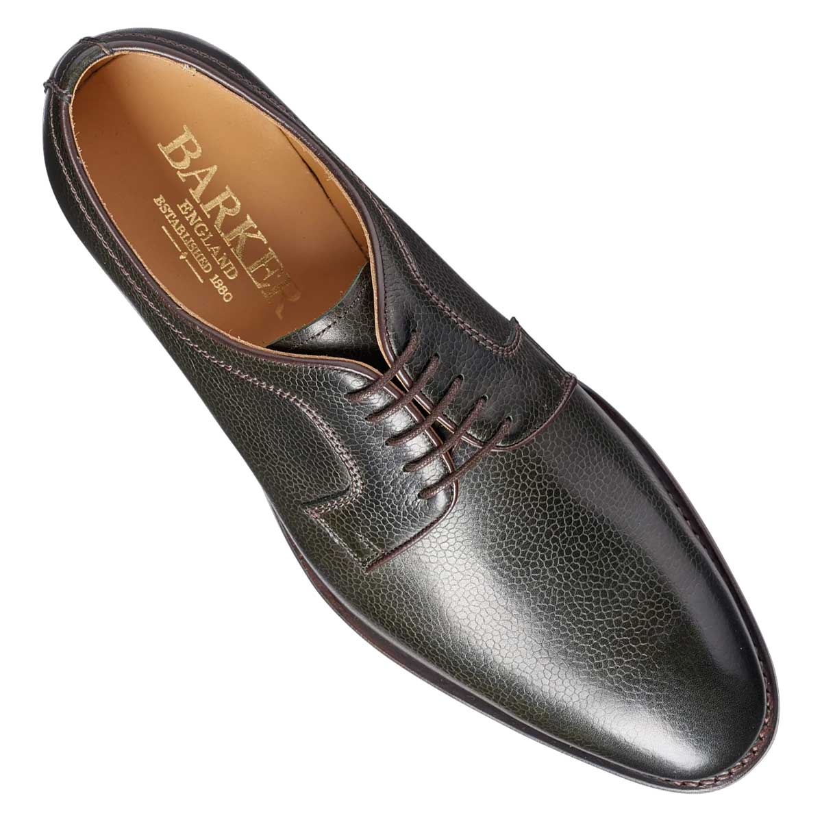BARKER Skye Shoes - Mens Derby Dainite Sole - Olive Green Grain