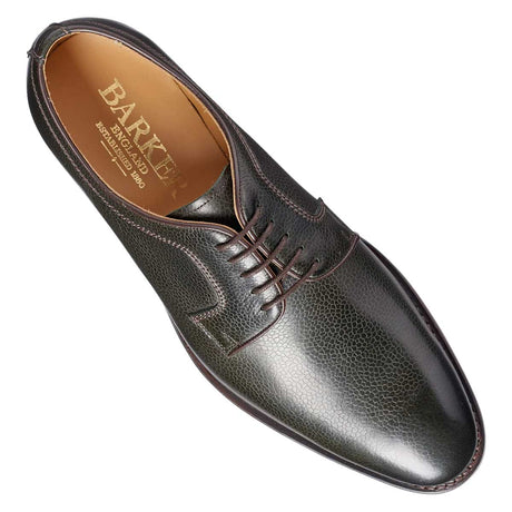BARKER Skye Shoes - Mens Derby Dainite Sole - Olive Green Grain