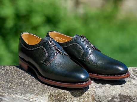 BARKER Skye Shoes - Mens Derby Dainite Sole - Olive Green Grain