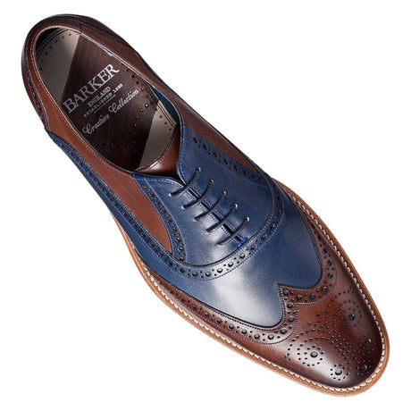 BARKER Valiant Shoes - Mens Brogue - Ebony / Navy Hand Painted