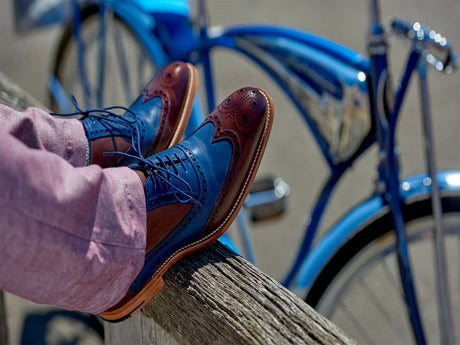 BARKER Valiant Shoes - Mens Brogue - Ebony / Navy Hand Painted
