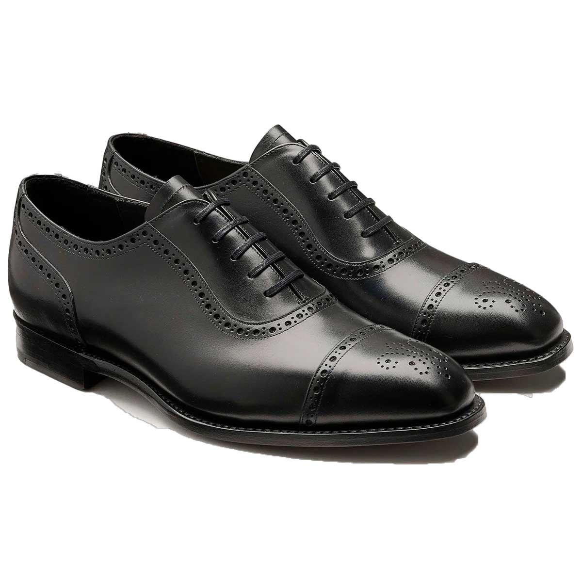 BARKER Warwick Shoes - Mens Oxford Brogues - Black Calf