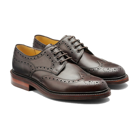 BARKER Kendall Shoes - Mens Brogues - Dark Ebano Calf - angled pair view
