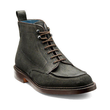 BARKER Jason Boots - Mens Lace Up - Black Split Suede - front view
