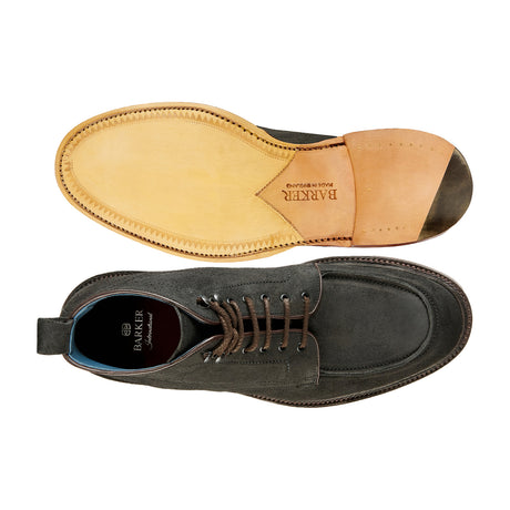 BARKER Jason Boots - Mens Lace Up - Black Split Suede - sole view