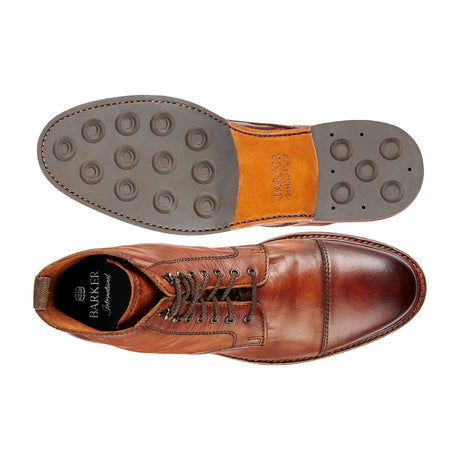 BARKER Bourne Boots - Mens Lace Up - Tan Dip Dyed - sole view