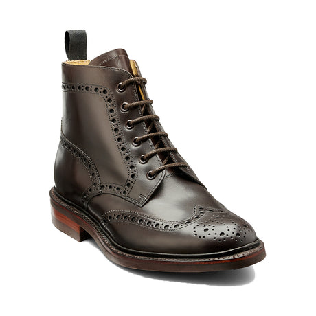 BARKER Pennine Boots - Mens Derby Brogue - Dark Ebano Calf - front view