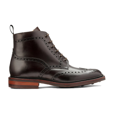 BARKER Pennine Boots - Mens Derby Brogue - Dark Ebano Calf - side view