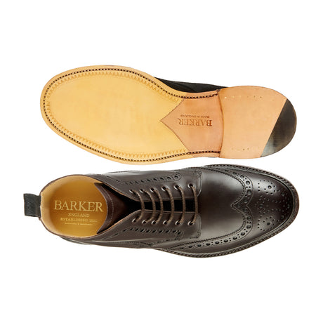 BARKER Pennine Boots - Mens Derby Brogue - Dark Ebano Calf - sole view
