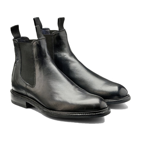 BARKER Wick Boots - Mens Chelsea - Black Dip Dyed - angled pair view