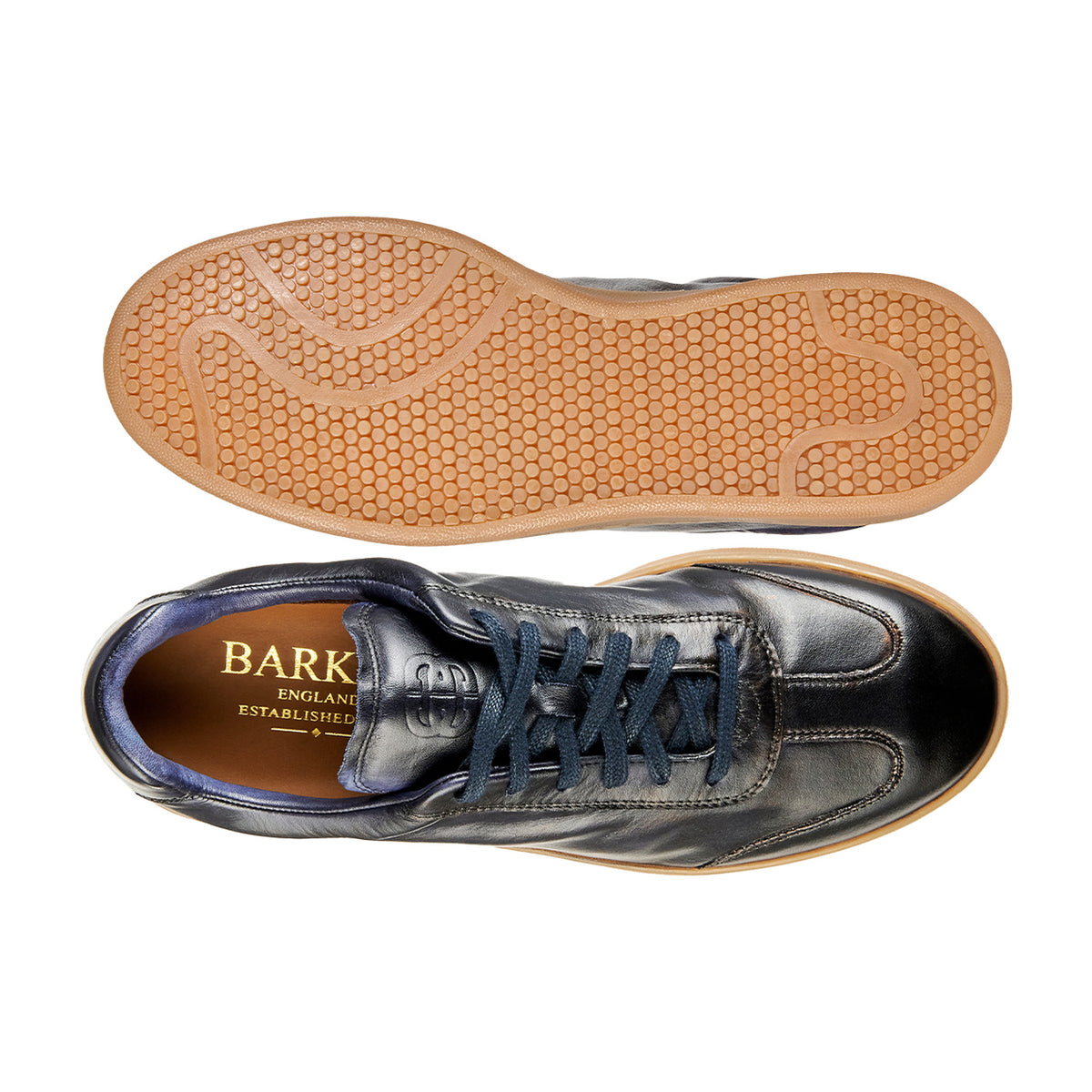 BARKER Wyatt Sneakers - Mens - Navy Dip Dyed - sole view