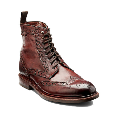 BARKER Denzil Boots - Mens Brogue Lace Up - Rosewood Dip Dyed - front view