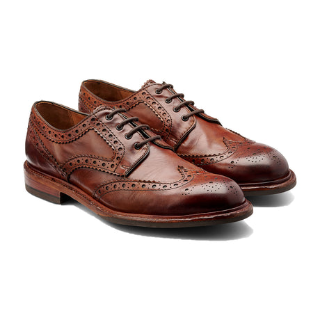 BARKER Magnum Shoes - Mens Derby Brogues - Tan Dip Dyed - angled pair view