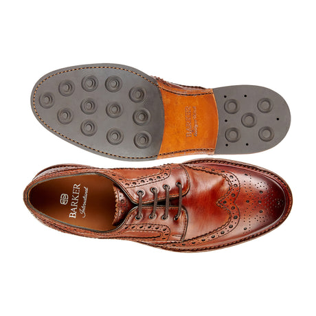 BARKER Magnum Shoes - Mens Derby Brogues - Tan Dip Dyed - sole view