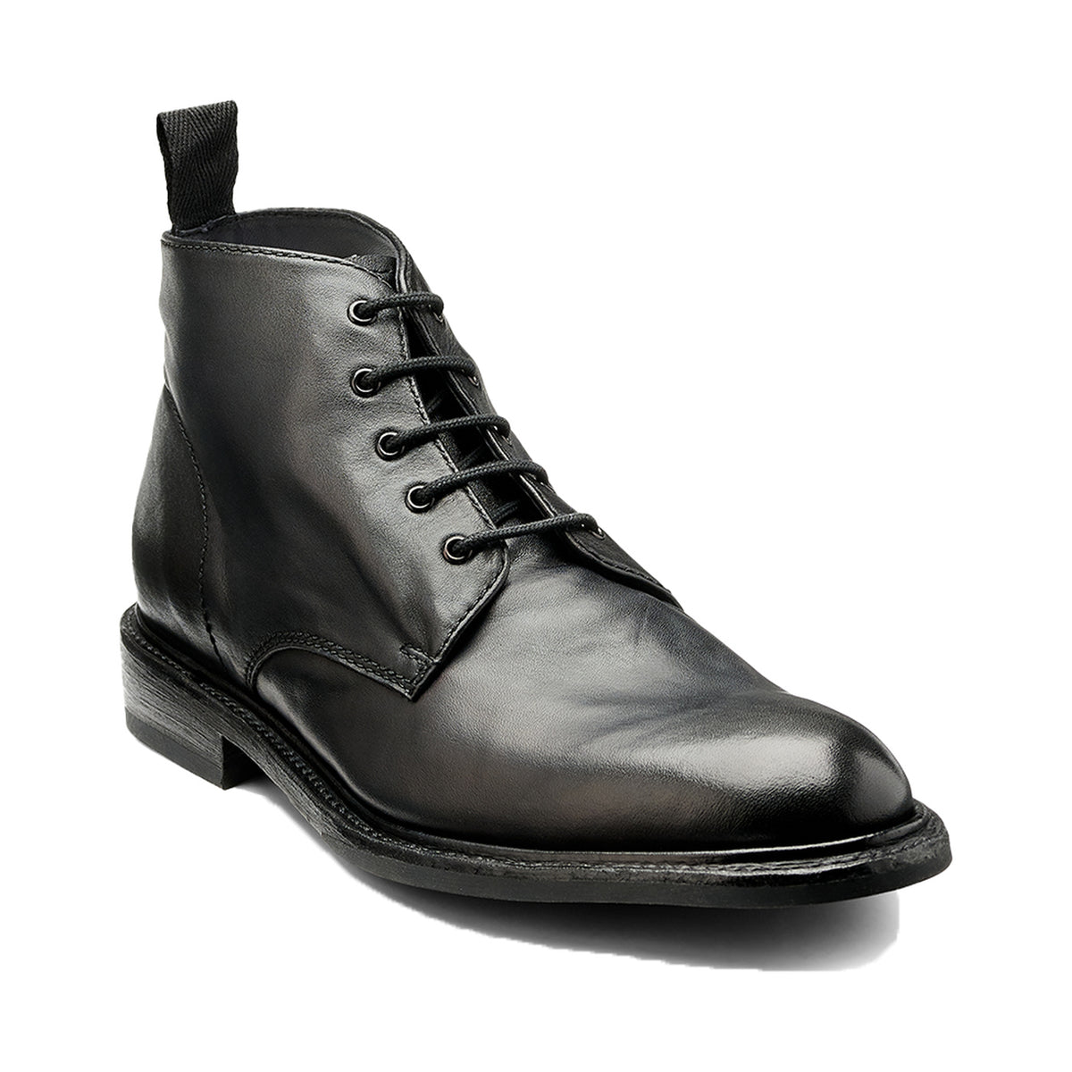 BARKER Ryan Boots - Mens Lace Up - Black Dip Dyed - front view