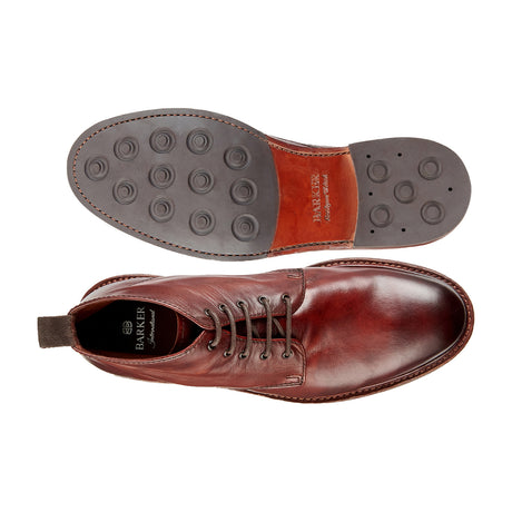 BARKER Ryan Boots - Mens Lace Up - Rosewood Dip Dyed - sole view