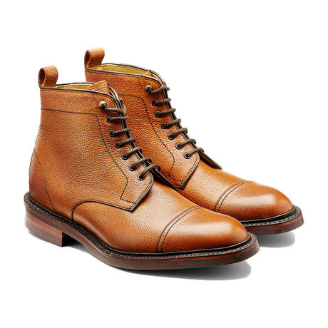 BARKER Langdale Boots - Mens Lace Up - Cedar Grain - angled pair view