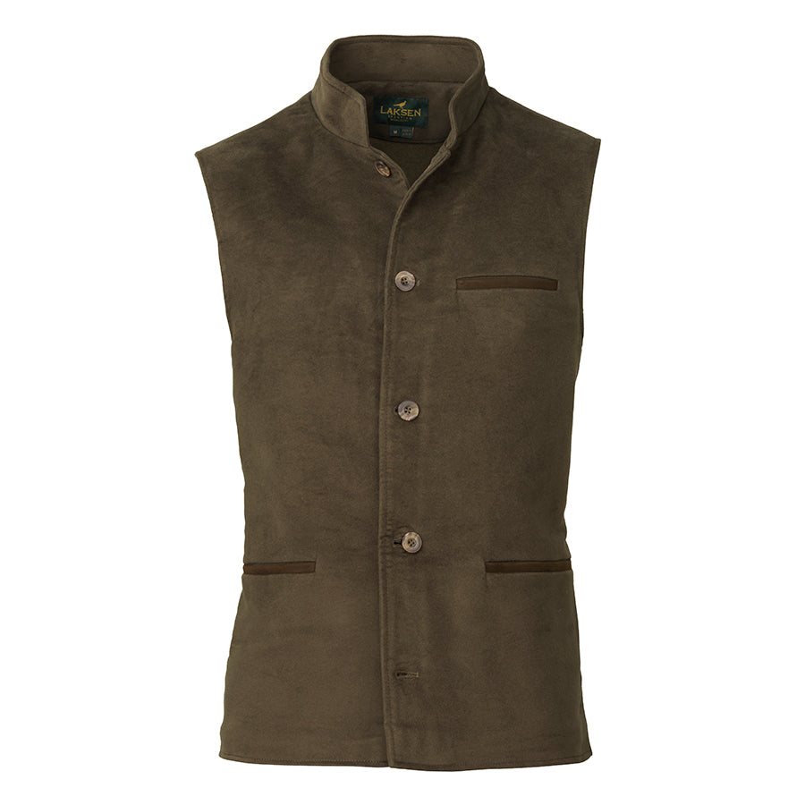LAKSEN Belgravia Fife Moleskin Vest - Mens - Loden