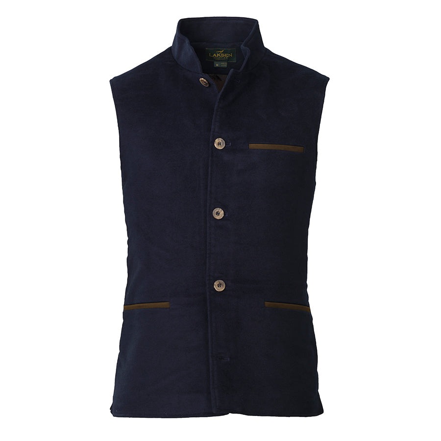 LAKSEN Belgravia Fife Moleskin Vest - Mens - Navy
