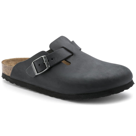 BIRKENSTOCK Boston Black oiled leather clogs