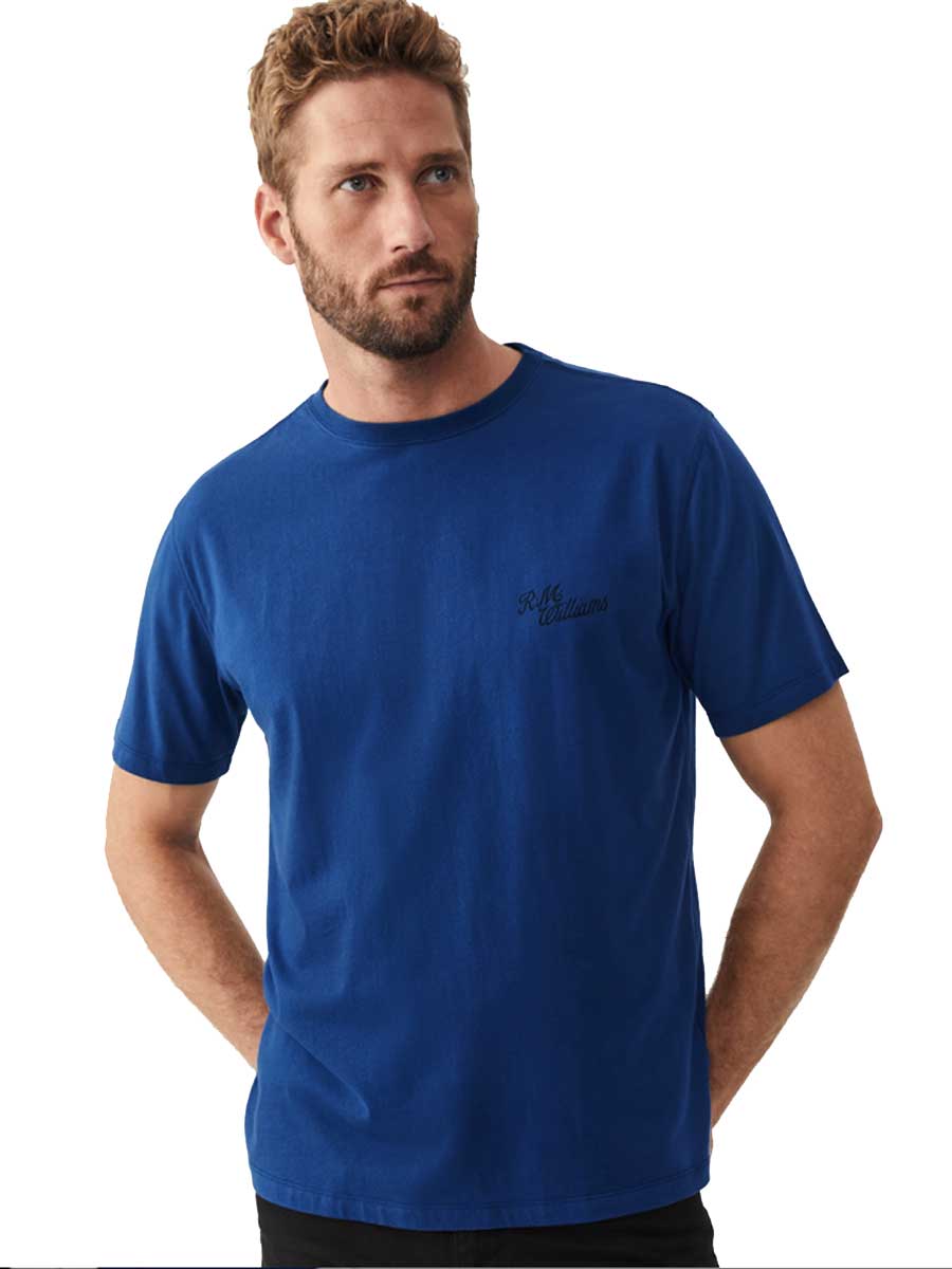 RM WILLIAMS Byron T-Shirt - Men's Crew Neck - Blue