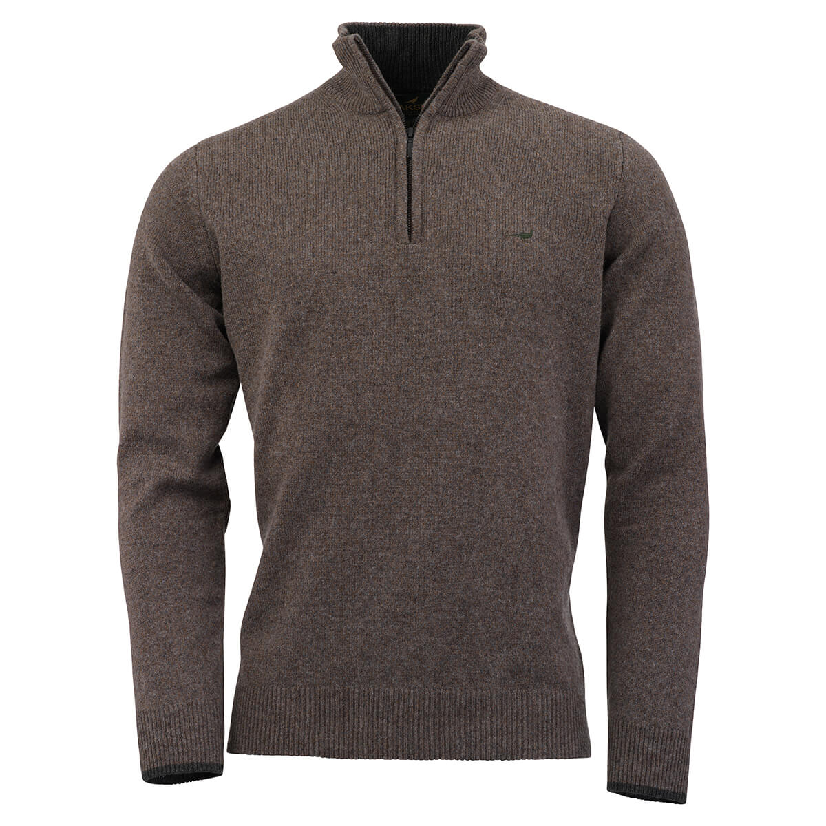 LAKSEN Brompton Zip Neck Lambswool Sweater - Mens - Biscuit